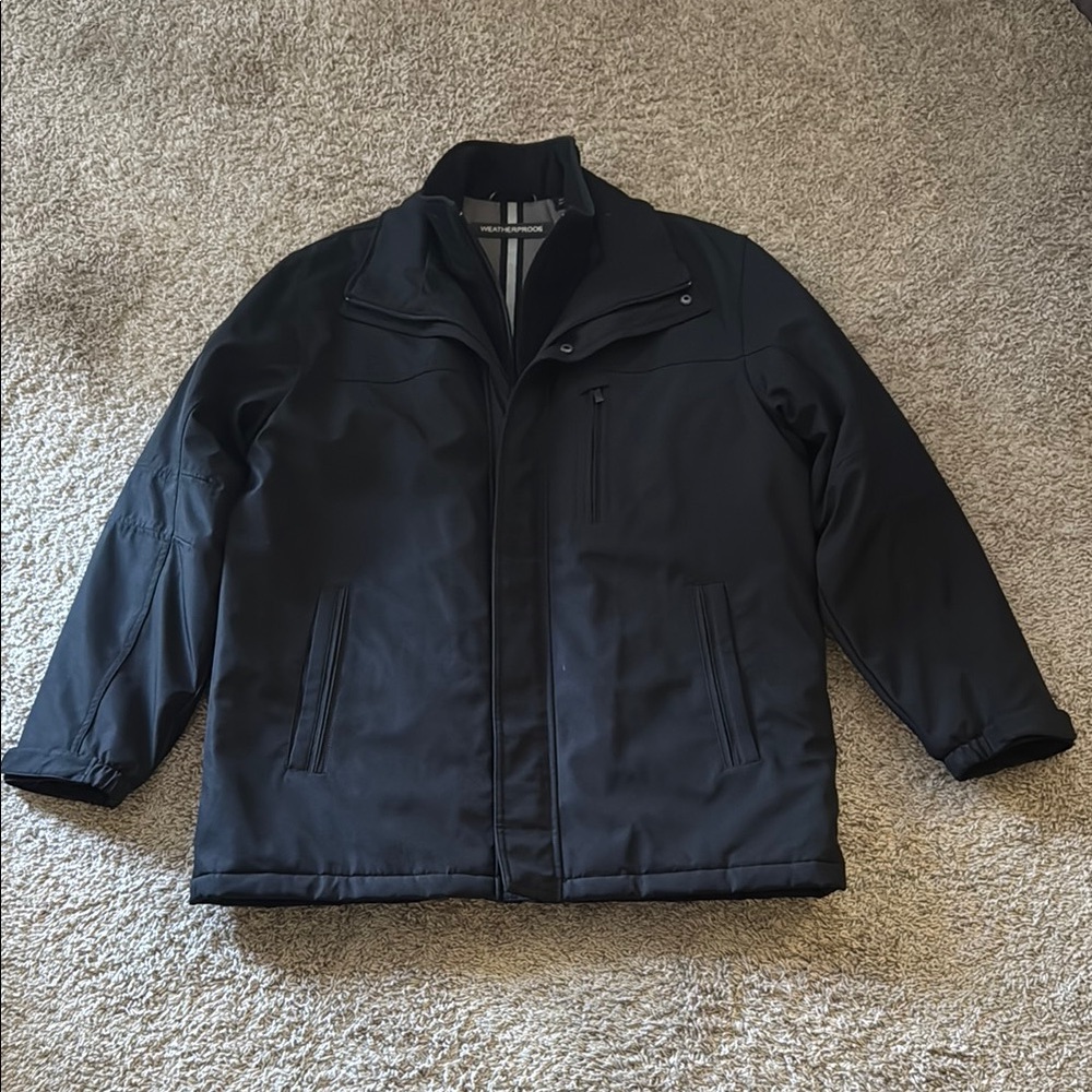 Weatherproof Men’s Black Puffer Jacket with High Collar